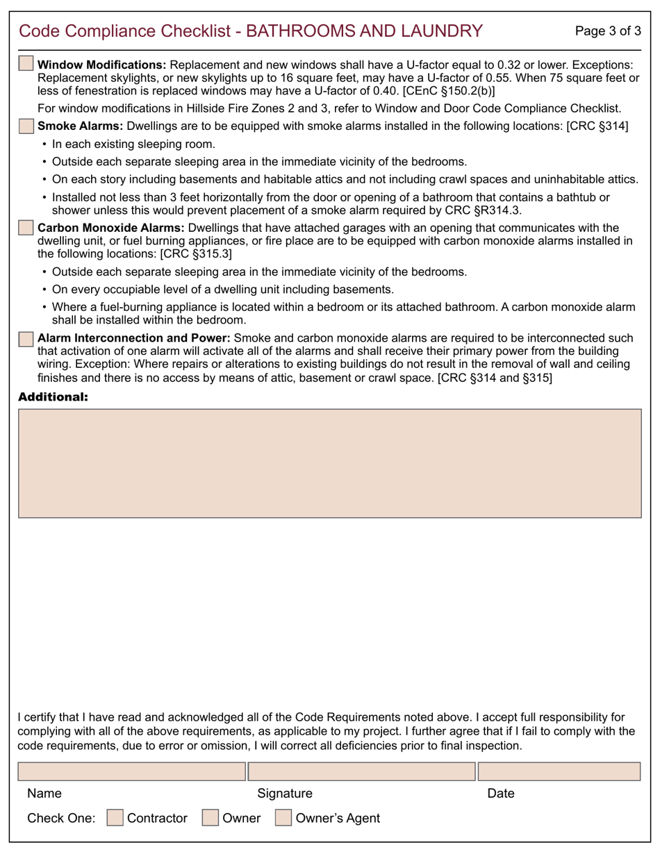 Form 163 Code Compliance Checklist - Bathrooms and Laundry - City of Berkeley, California, Page 3