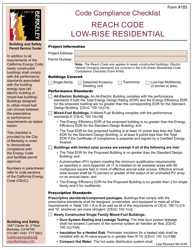Document preview: Form 185 Code Compliance Checklist - Reach Code Low-Rise Residential - City of Berkeley, California