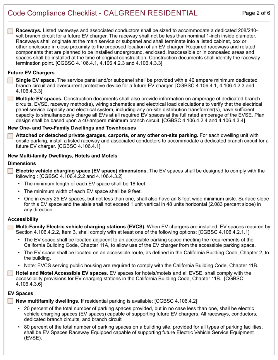 Form 164 Code Compliance Checklist - Calgreen Residential - City of Berkeley, California, Page 2