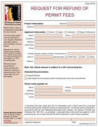 Document preview: Form 119 Request for Refund of Permit Fees - City of Berkeley, California