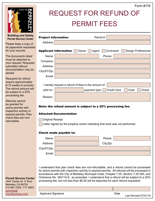 Form 119  Printable Pdf