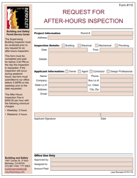 Document preview: Form 115 Request for After-Hours Inspection - City of Berkeley, California