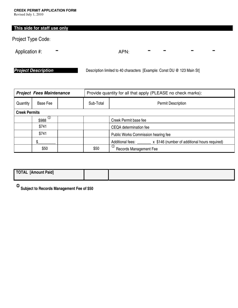 Creek / Creek Culvert Permit Application Form - City of Berkeley, California, Page 4