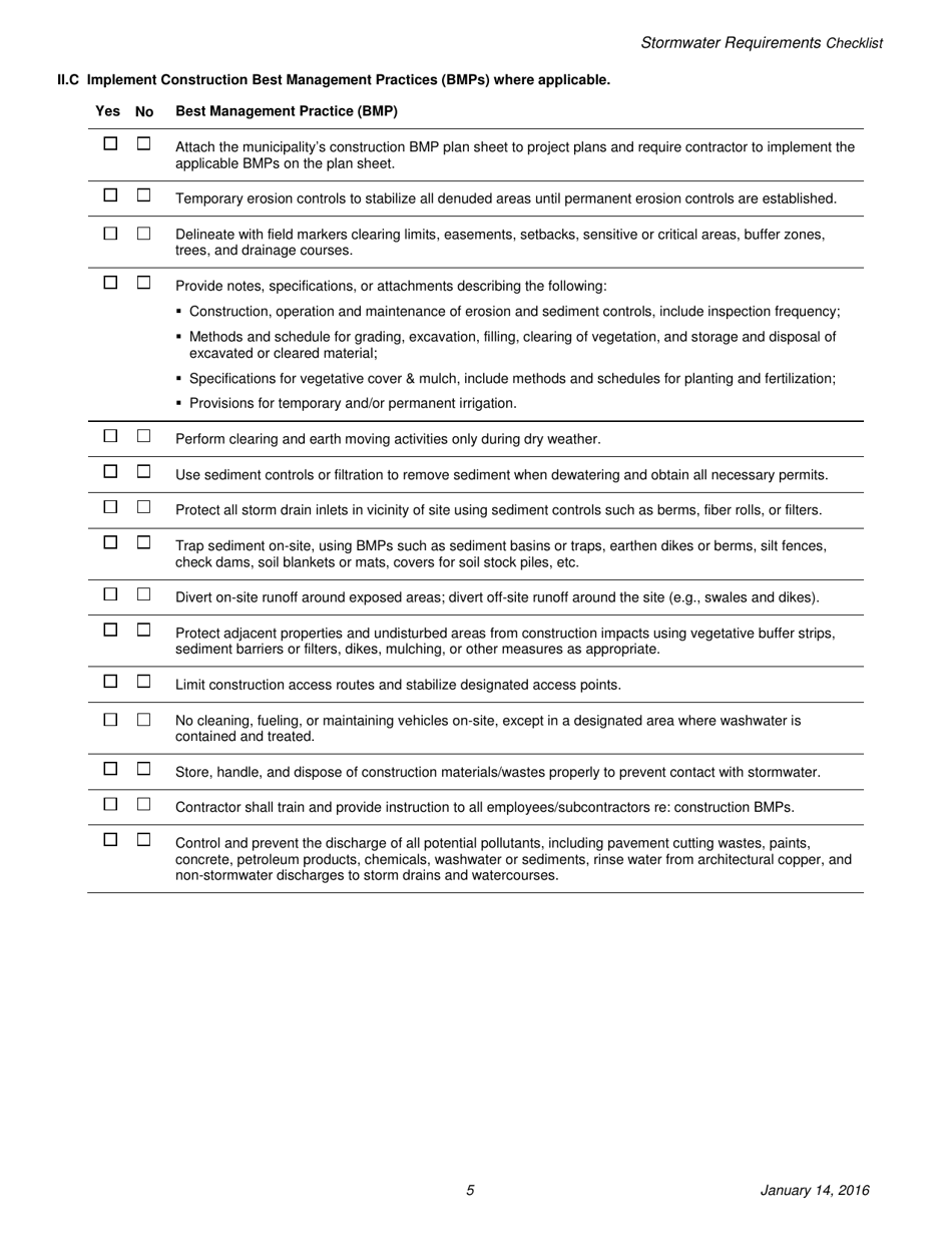 Stormwater Requirements Checklist - C.3.i Projects - City of Berkeley, California, Page 5