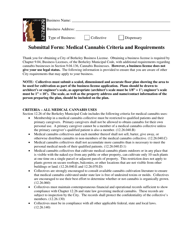 Document preview: Submittal Form - Medical Cannabis Criteria and Requirements - City of Berkeley, California