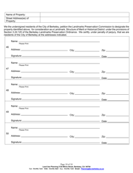 Landmark, Structure of Merit or Historic District Petition Form - City of Berkeley, California, Page 10