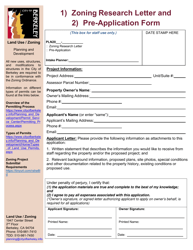 Document preview: Zoning Research Letter and Pre-application Form - City of Berkeley, California