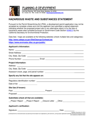 Document preview: Hazardous Waste and Substances Statement - City of Berkeley, California