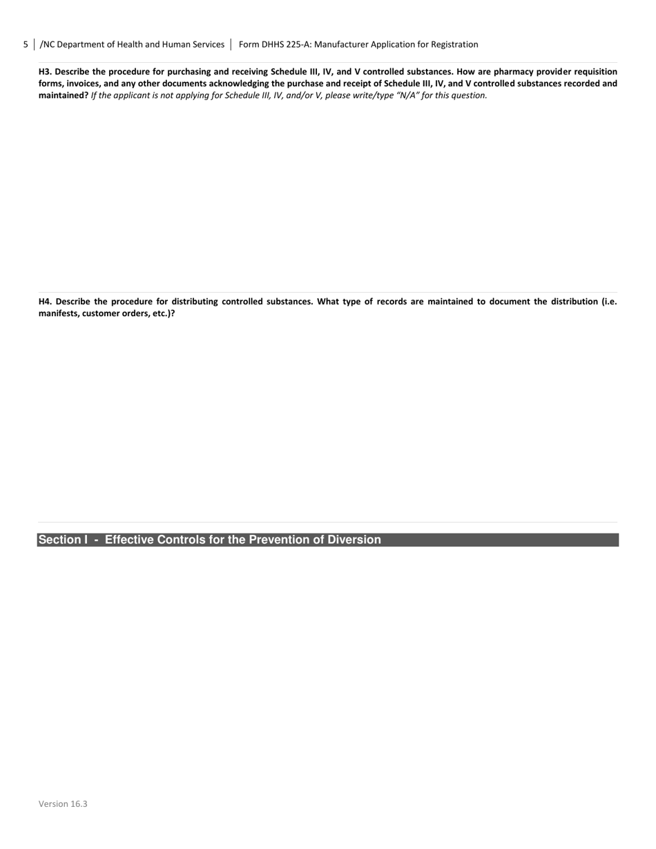 Form DHHS225-A Manufacturer Application for Registration - North Carolina, Page 5