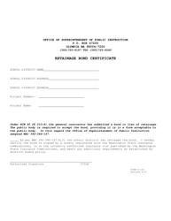 Form D-165 &quot;Retainage Bond Certificate&quot; - Washington