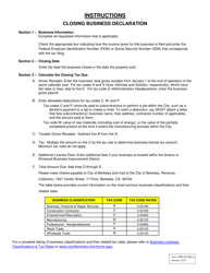 Form FINRC-BL-CBD Closing Business Declaration (No Auto Calculations) - City of Berkeley, California, Page 2