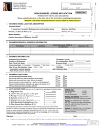 Form FINRC-BL-APP-NC &quot;New Business License Application (Without Auto-calculations)&quot; - City of Berkeley, California