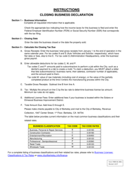 Form FINRC-BL-CBD-C Closing Business Declaration (With Auto-calculations) - City of Berkeley, California, Page 2