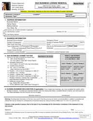 Form FINRC-BL-GEN &quot;Business License Renewal (Without Auto-calculations)&quot; - City of Berkeley, California, 2022