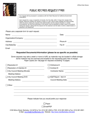 Document preview: Public Records Request Form - City of Berkeley, California