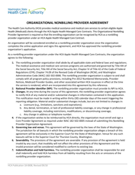 Organizational Nonbilling Provider Agreement - Washington