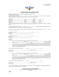 Document preview: Transfer of Operations Agreement Form - City of Fort Worth, Texas