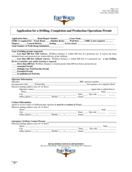 &quot;Application for a Drilling, Completion and Production Operations Permit&quot; - City of Fort Worth, Texas