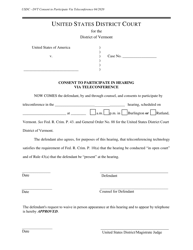 Document preview: Consent to Participate in Hearing via Teleconference - Vermont