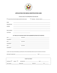 Document preview: Application for Media Identification Card - Vermont