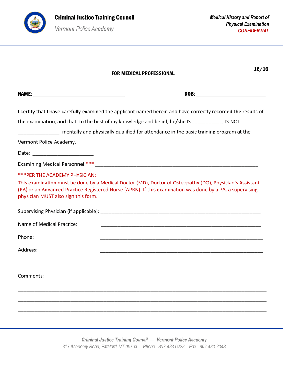 Medical History and Report of Physical Examination - Vermont, Page 17