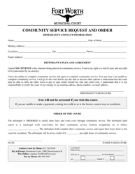Document preview: Community Service Request and Order - City of Fort Worth, Texas