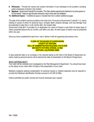 Form RM-91 Claim for Damage or Injury - County of Ventura, California, Page 2