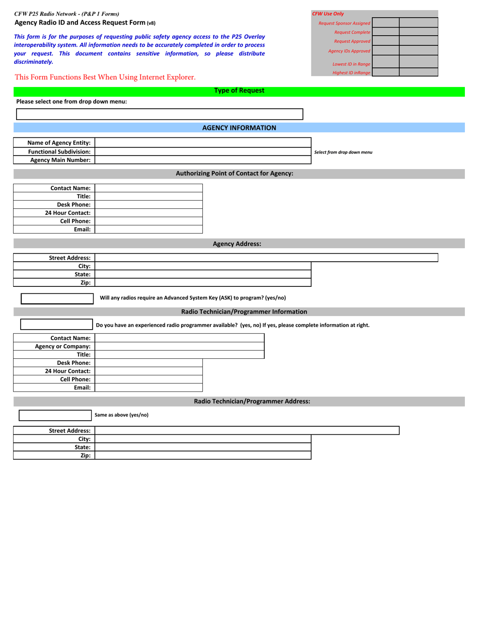 Agency Radio Id and Access Request Form - City of Fort Worth, Texas, Page 1