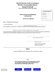 USCA Form 81 &quot;Application for Admission to Practice&quot; - Washington, D.C.