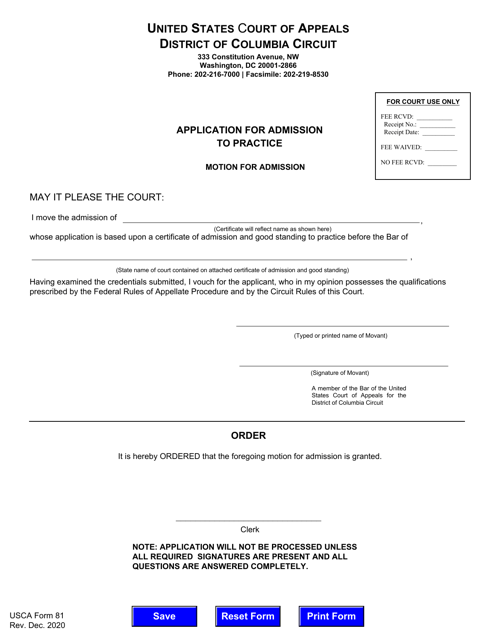 USCA Form 81 Printable Pdf