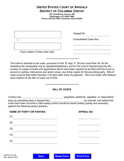 USCA Form 48  Printable Pdf