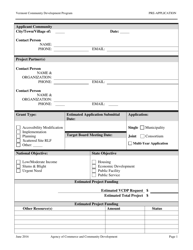 Vcdp Pre-application Form - Vermont