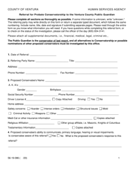 Document preview: Form 56-19-086 Referral for Probate Conservatorship to the Ventura County Public Guardian - County of Ventura, California