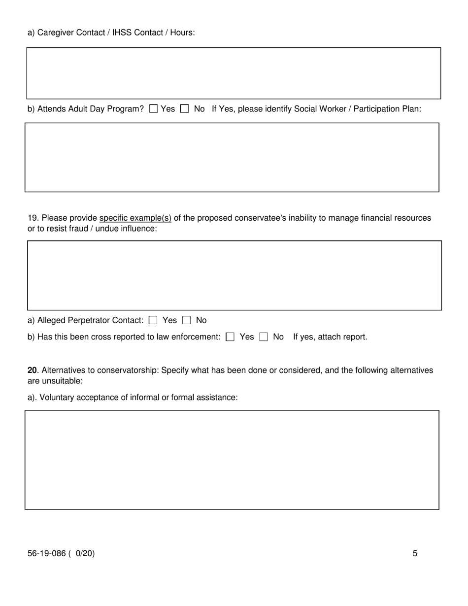 Form 56-19-086 Referral for Probate Conservatorship to the Ventura County Public Guardian - County of Ventura, California, Page 5