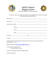Document preview: Gold Award Request Form - District 2 - County of Ventura, California