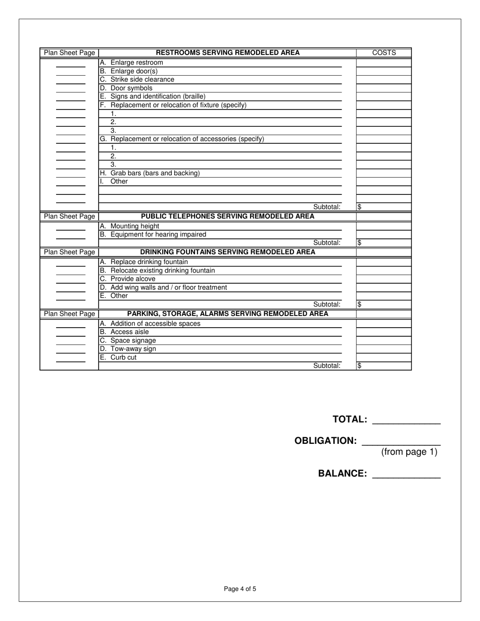 City of Davis, California Worksheet for Accessibility Upgrade Requirements for Existing Non