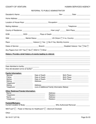 Form 56-19-017 Referral to Public Administrator - County of Ventura, California, Page 2