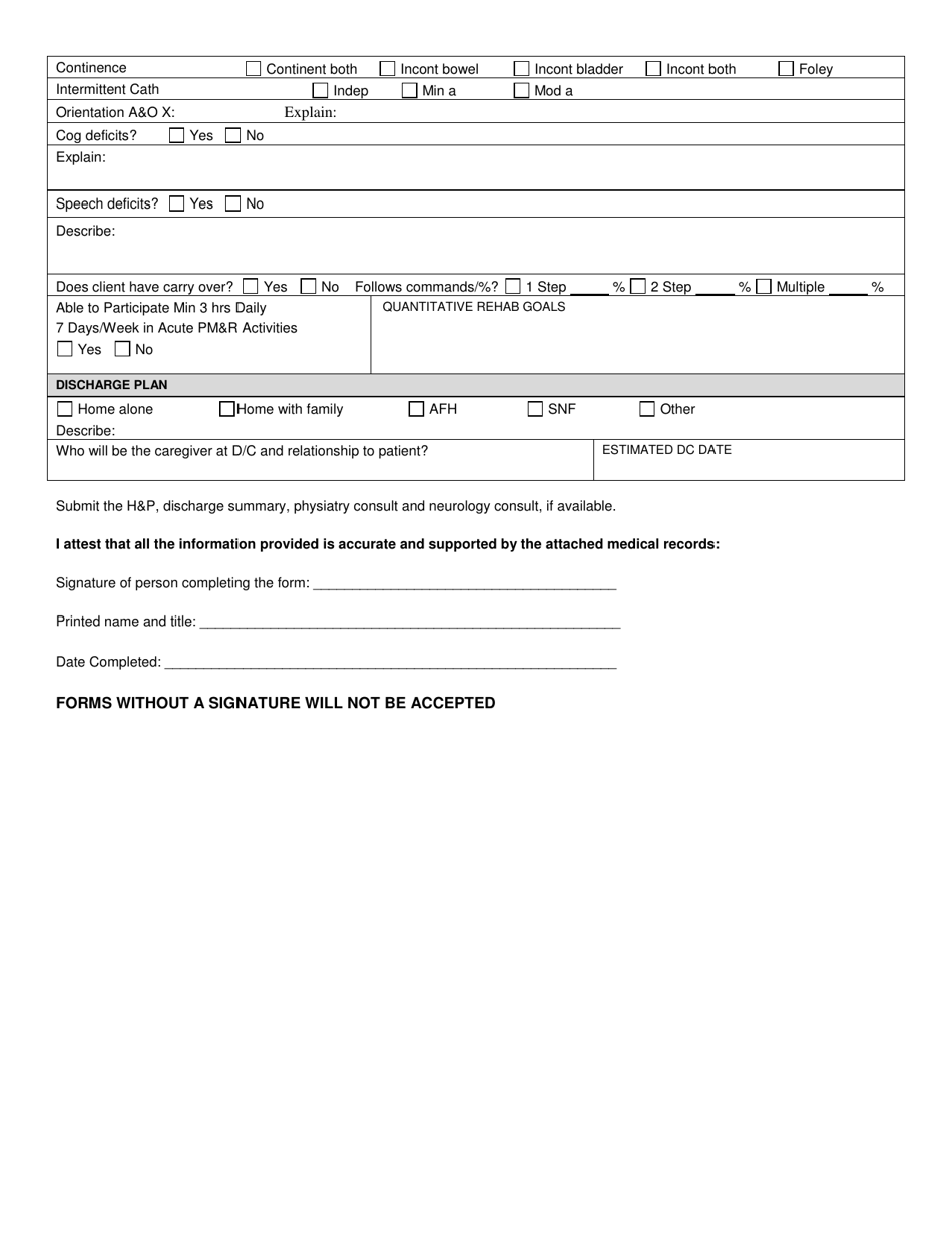 Form HCA13-838 Acute Physical Medicine and Rehab Admit / Extension Request - Washington, Page 2
