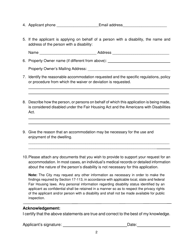 Application for Reasonable Accommodation - City of Fort Worth, Texas, Page 2