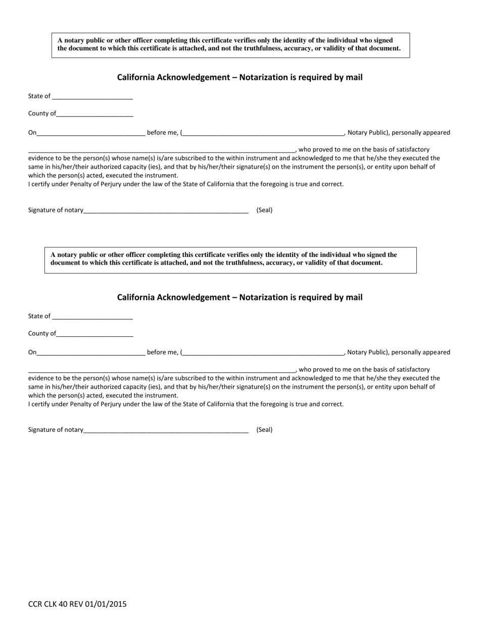 Form CCR CLK40 Statement of Domestic Partnership - Ventura County, California, Page 3