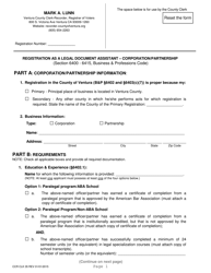 Document preview: Form CCR CLK35 Registration as a Legal Document Assistant - Corporation/Partnership - Ventura County, California