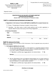 Form CCR CLK33 Registration as an Unlawful Detainer Assistant - Corporation/Partnership - Ventura County, California