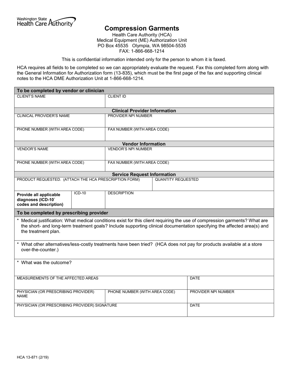 Form Hca13 871 Fill Out Sign Online And Download Printable Pdf Washington Templateroller 9535