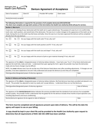 Document preview: Form HCA13-809 Denture Agreement of Acceptance - Washington
