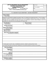 &quot;Incident Request Form&quot; - City of Beaumont, Texas (English/Spanish)