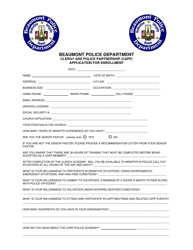 &quot;Clergy and Police Partnership (Capp) Application for Enrollment&quot; - City of Beaumont, Texas