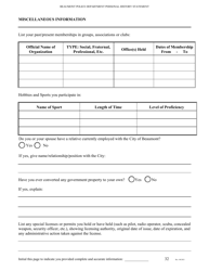 Personal History Statement for Police Department Applicants - City of Beaumont, Texas, Page 32