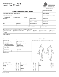 Form HCA13-843 Foster Care Initial Health Screen - Washington