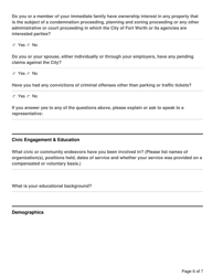 Board Application - City of Fort Worth, Texas, Page 6