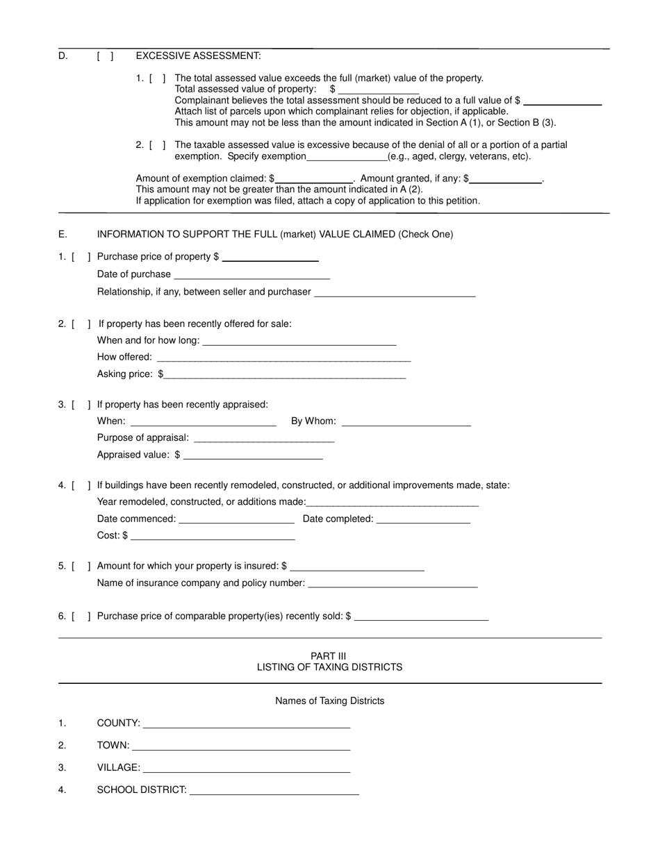 Form RPTL730-A (UCS900) Petition Small Claims Assessment Review in Counties Outside New York City - New York, Page 3
